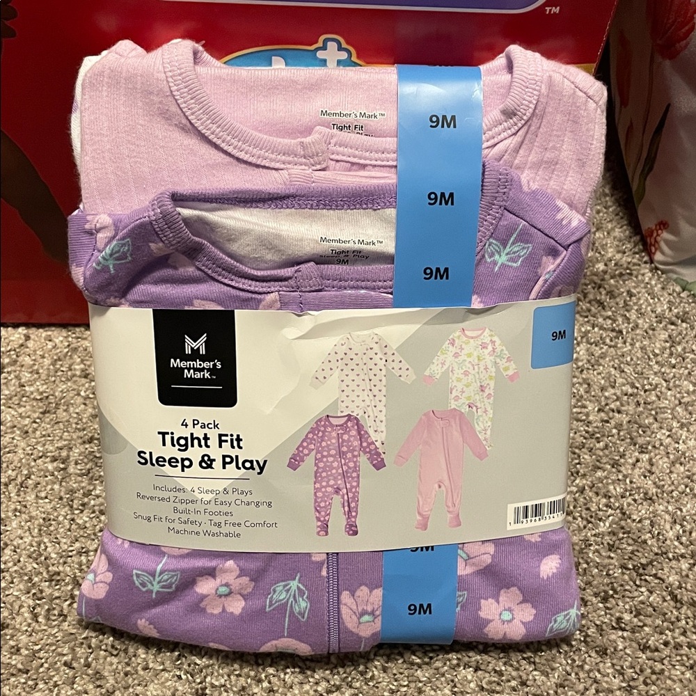 Member's Mark 4-Pack Baby Sleep & Play Pajamas